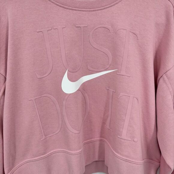 Nike Just Do It Cropped Sweatshirt Pink Size Medium - Picture 3 of 5
